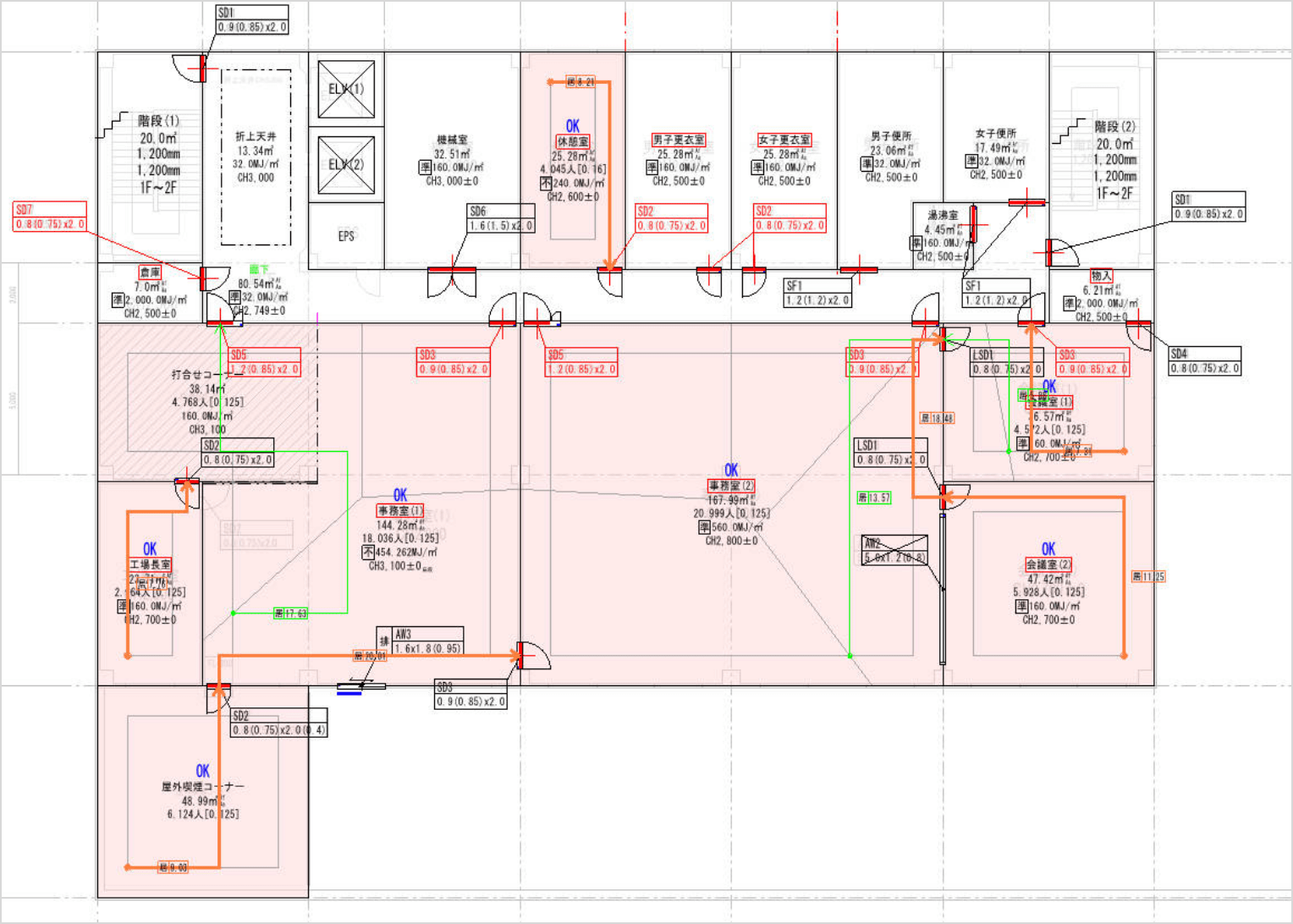 歩⾏経路の⾃動作図　解説イメージ